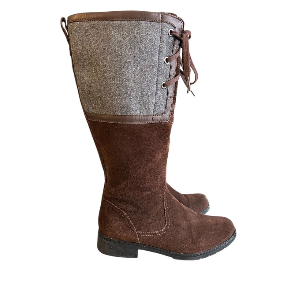 Women's Clarks Knee High Merrian Noble Brown Suede & Wool-Wide Calf  9W - Picture 2 of 8